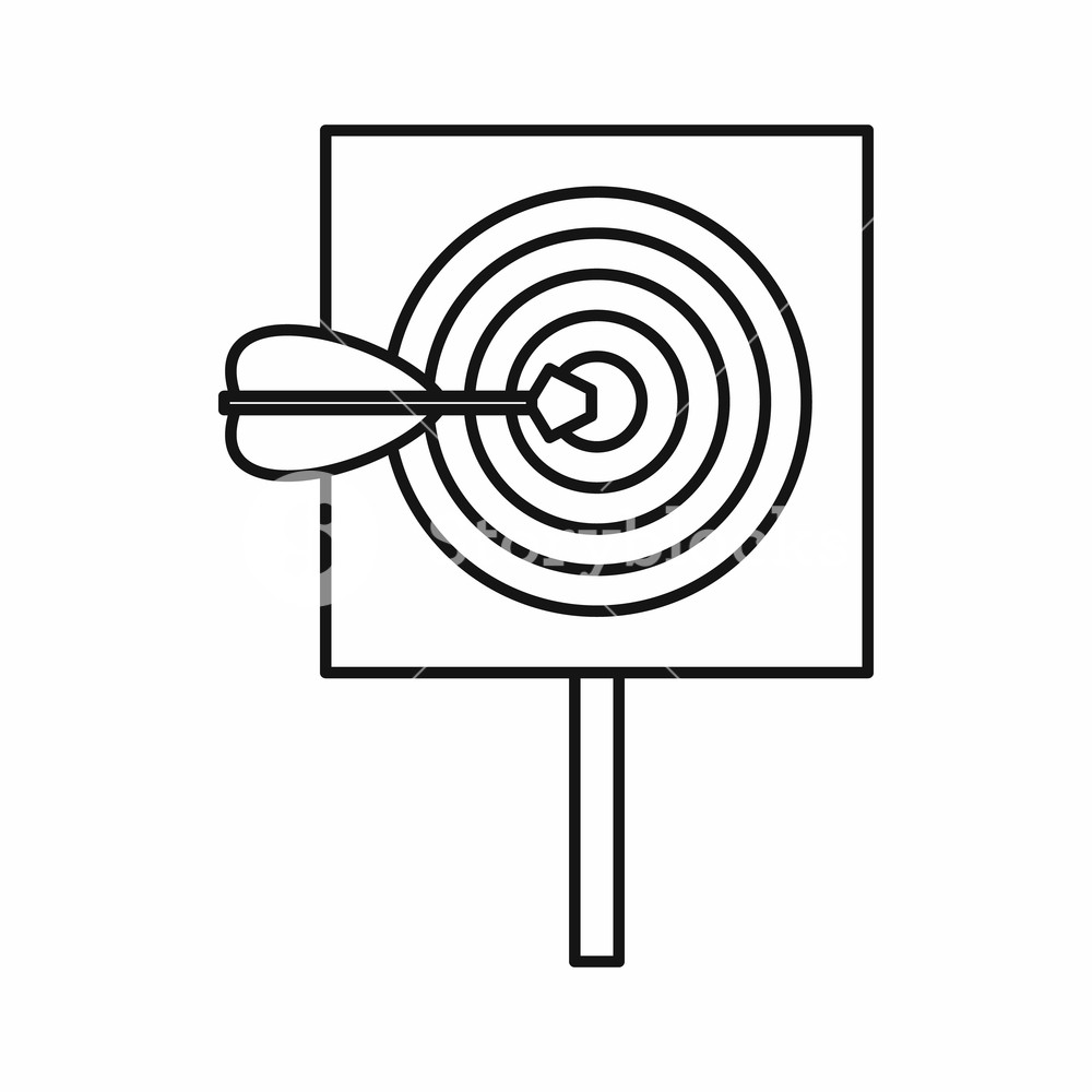 1000x1000 Red Target And Dart Icon In Outline Style On A White Background