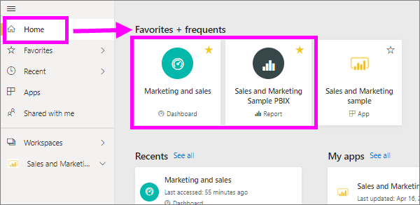 600x293 Favorites In Power Bi Service