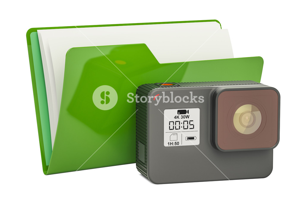 1000x667 Computer Folder Icon With Dashcam, Rendering Isolated On White