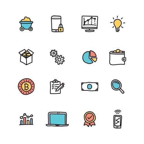 Doodled Set Of Data Mining Icons 490x490 Doodled Set Of Data Mining Icons