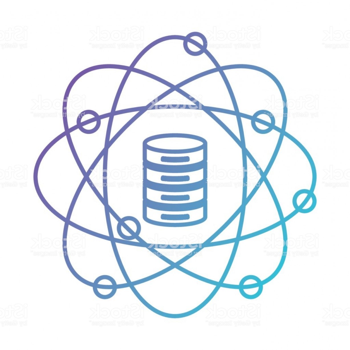 1228x1228 Data Science Atom Around Of Server Icon Silhouette In Color