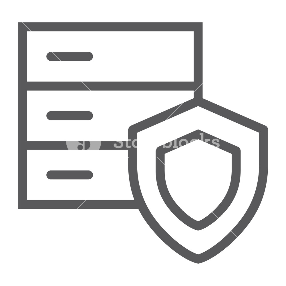 1000x1000 Data Protection Line Icon, Safety And Storage, Security Sign