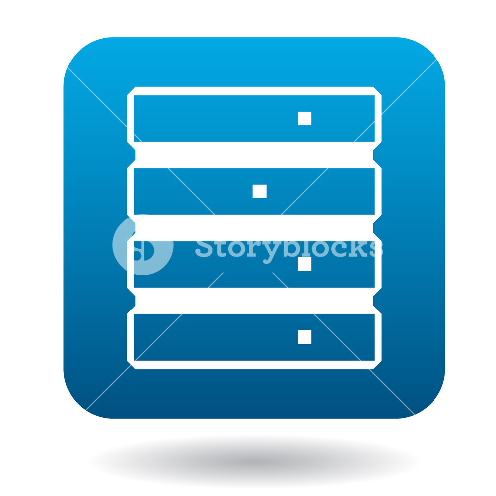 1000x1000 Data Storage Icon In Simple Style In Blue Square Work