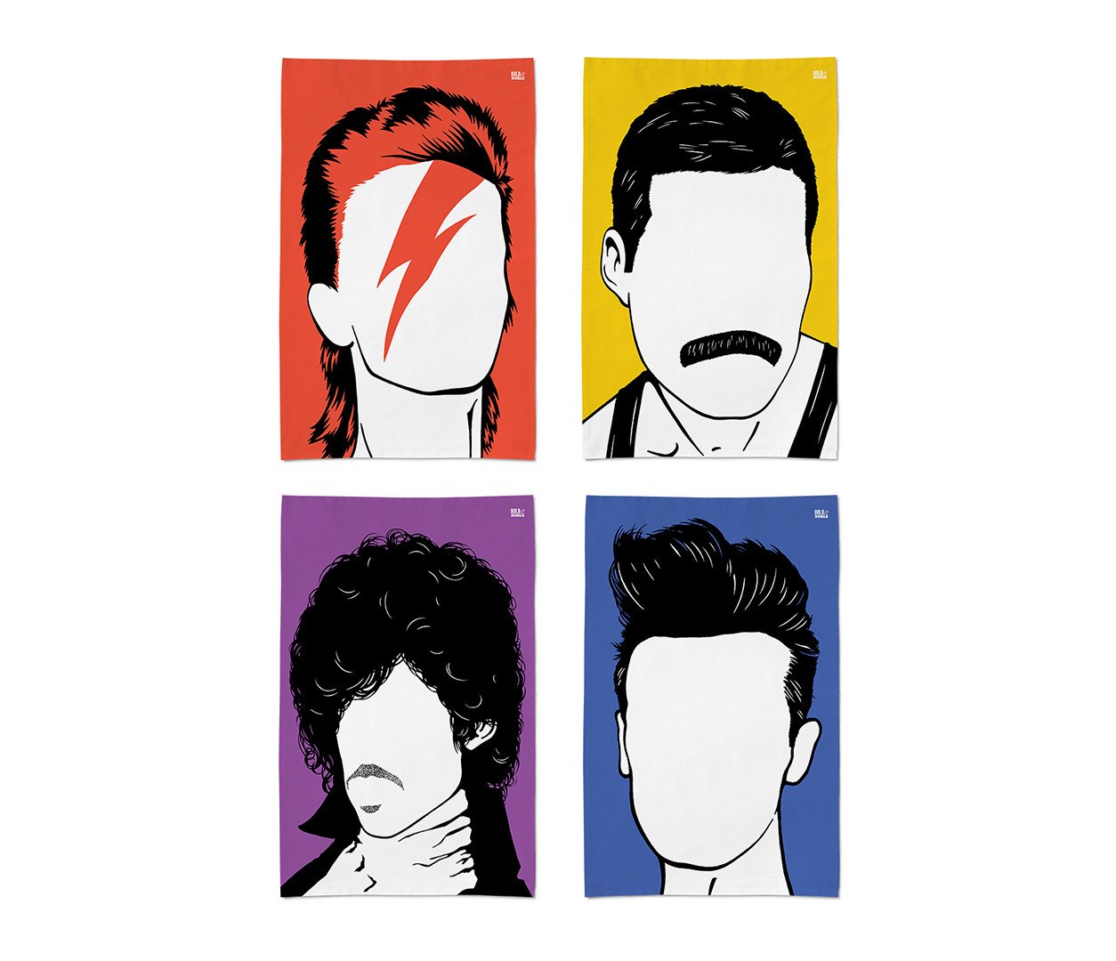 1254x1080 David Bowie, Morrissey, Prince And Freddie Mercury' Tea Towel Set