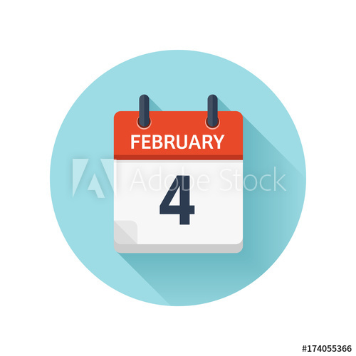 500x500 February Vector Flat Daily Calendar Icon Date And Time, Day