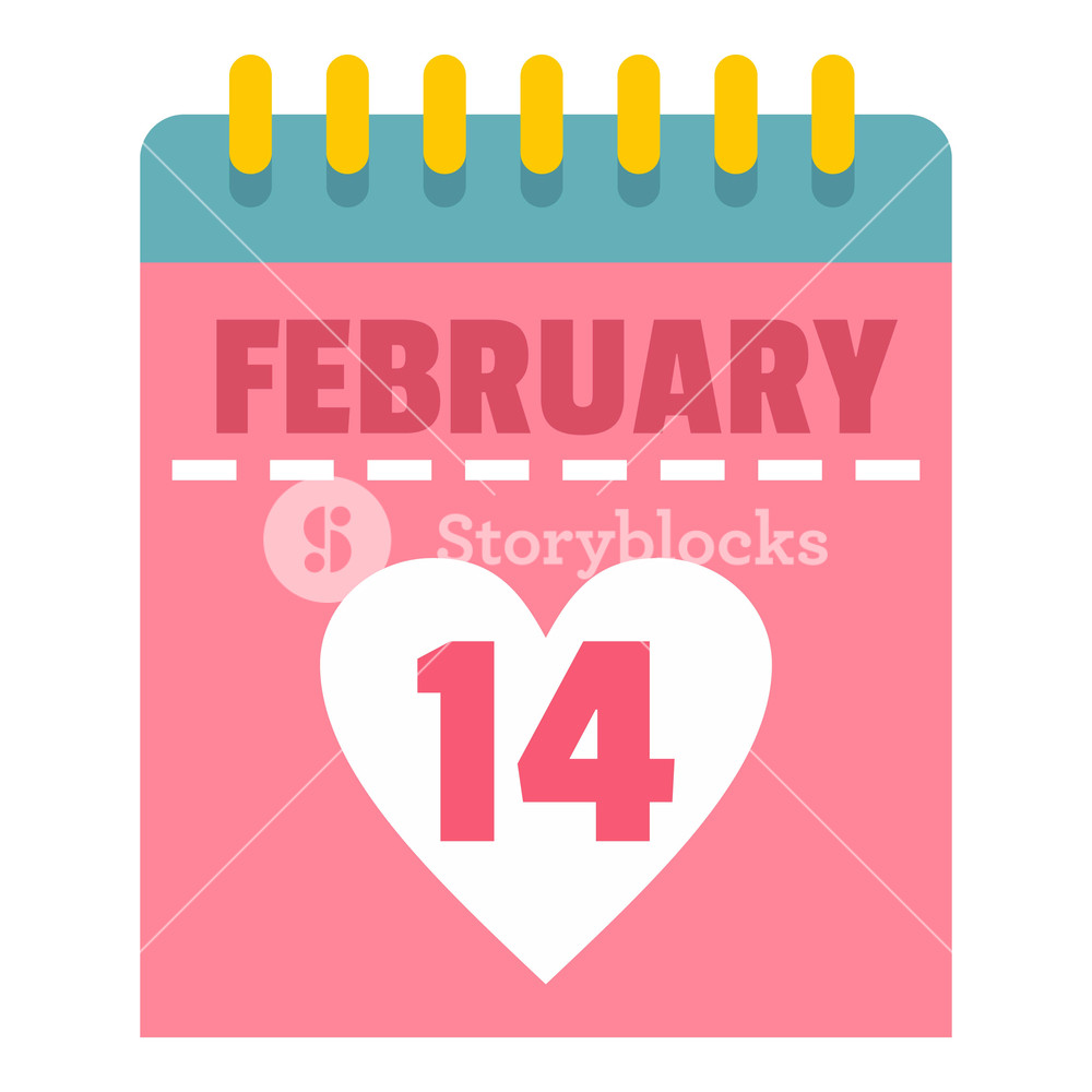 1000x1000 Pink Valentines Day Calendar Icon Flat Isolated On White