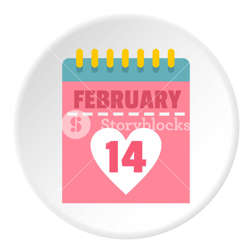 1000x1000 Pink Valentines Day Calendar Icon In Flat Circle Isolated