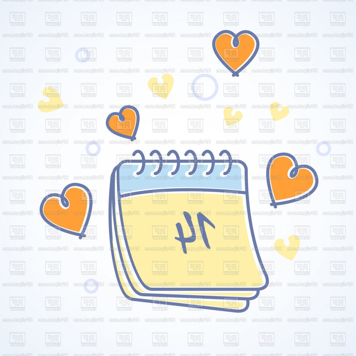 1440x1440 St Valentines Day Calendar Icon With Hearts Vector Clipart