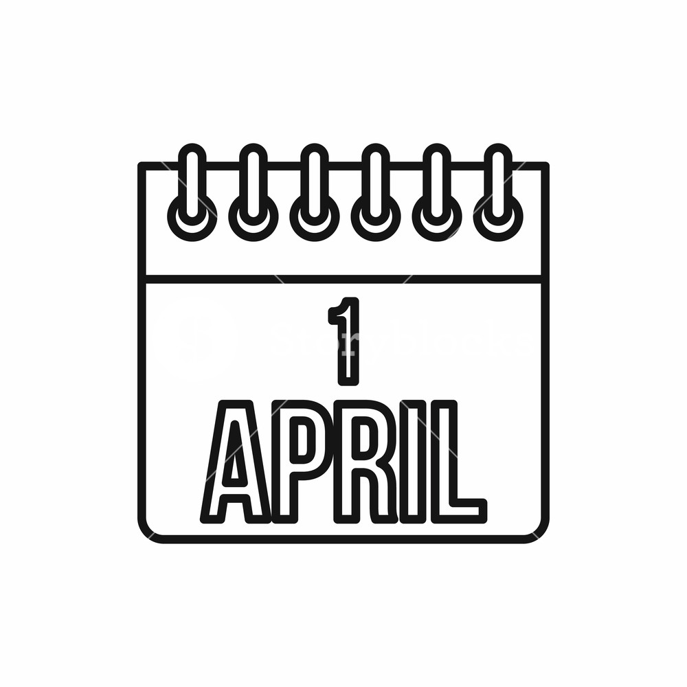 1000x1000 April April Fools Day Calendar Icon In Outline Style On A White