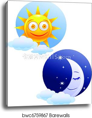 305x390 Day And Night Icon, Canvas Print Barewalls Posters Prints