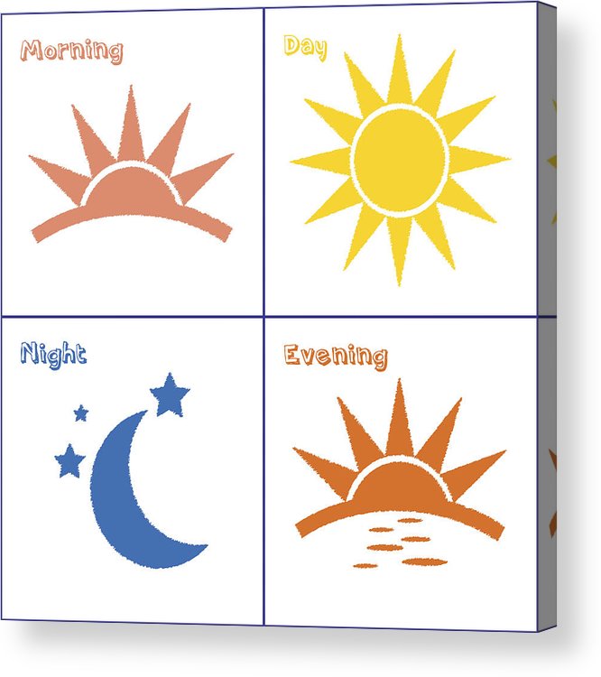 666x750 Morning Day Evening Night Icon Set Acrylic Print