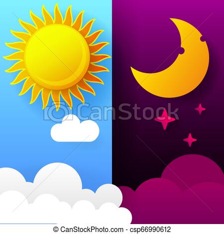 450x470 Vector Illustration Of Day And Night Day Night Concept, Sun