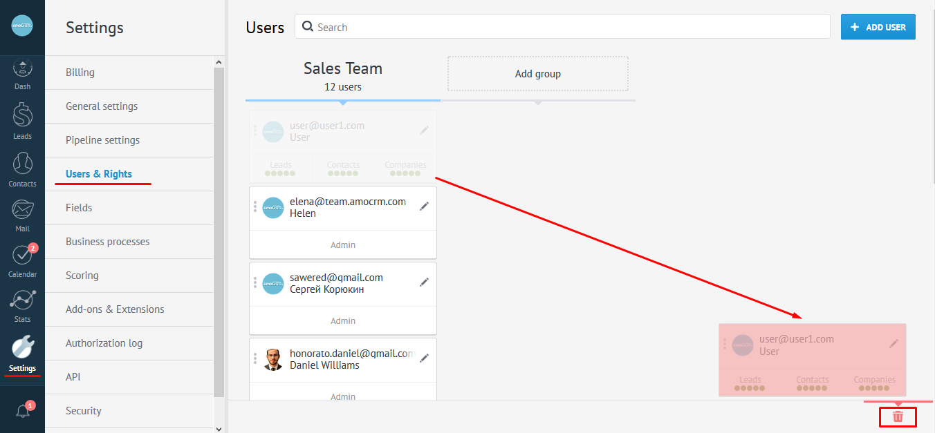 1352x627 How To Deletedeactivate A User Amocrm