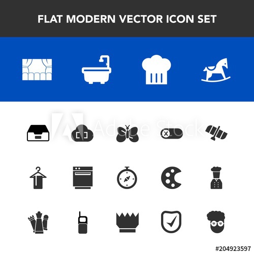 500x500 Modern, Simple Vector Icon Set With Hanger, Stove, Child