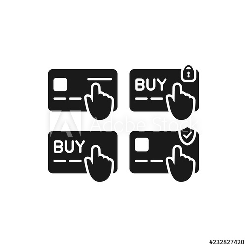 500x500 Debit And Credit Card Payment Black Glyph Icon Set Online