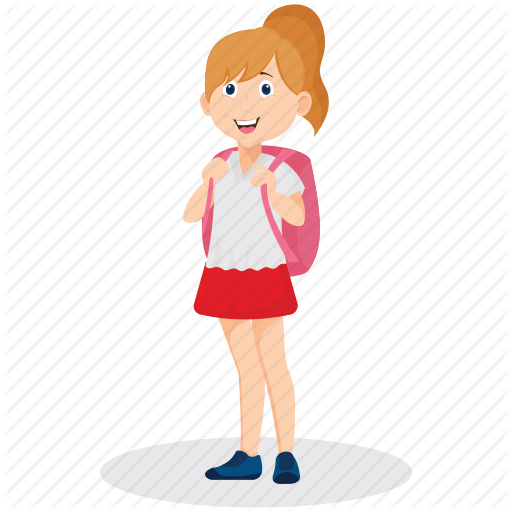 512x512 Decent Student, Girl Scholar, Ponytail, Properly Dressed, Student Icon