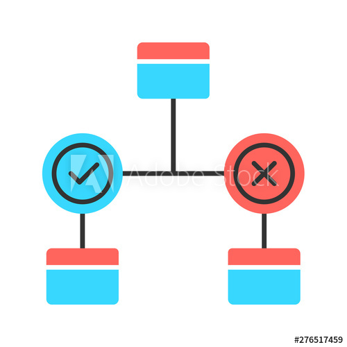 500x500 Decision Diagram Color Icon Block Chart Problem Solutions