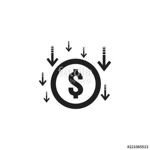 500x500 Arrow Decrease Icon Dollar Money Fall Down Symbol Economy