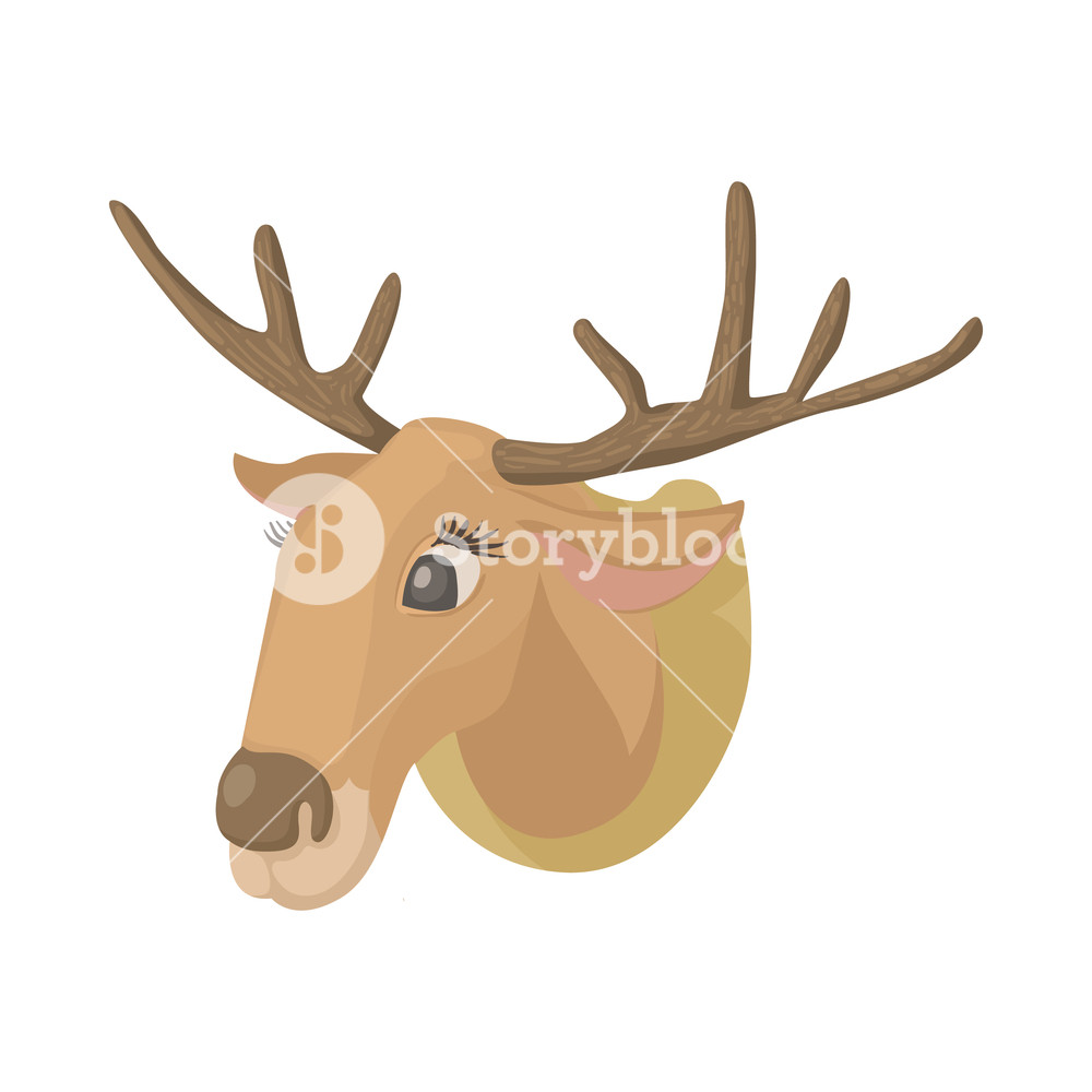 1000x1000 Deer Head Icon In Cartoon Style Isolated On White Background