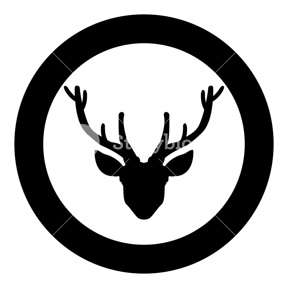 1000x1000 Head Deer Icon Black Color In Circle Or Round Vector Illustration