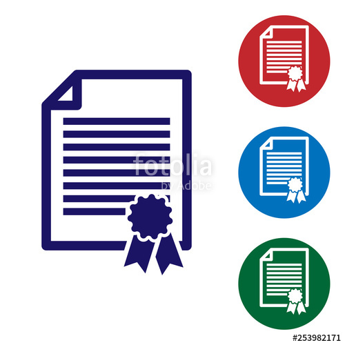 500x500 Blue Certificate Template Icon Isolated On White Background