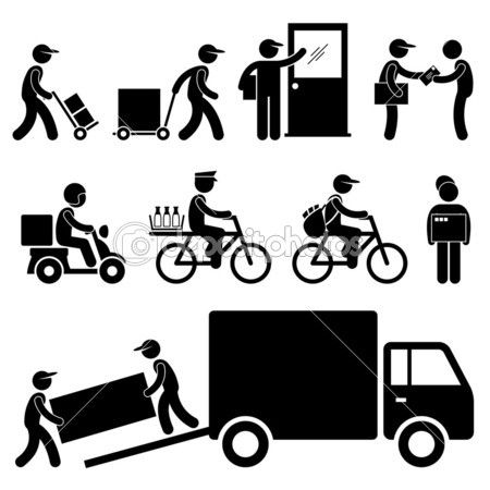 450x450 Delivery Man Postman Courier Post Stick Figure Pictogram Icon
