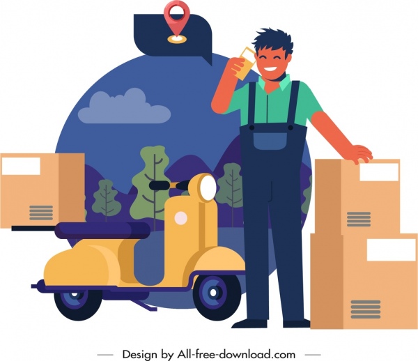 600x518 Shipper Conception Painting Delivery Man Icon Cartoon Character