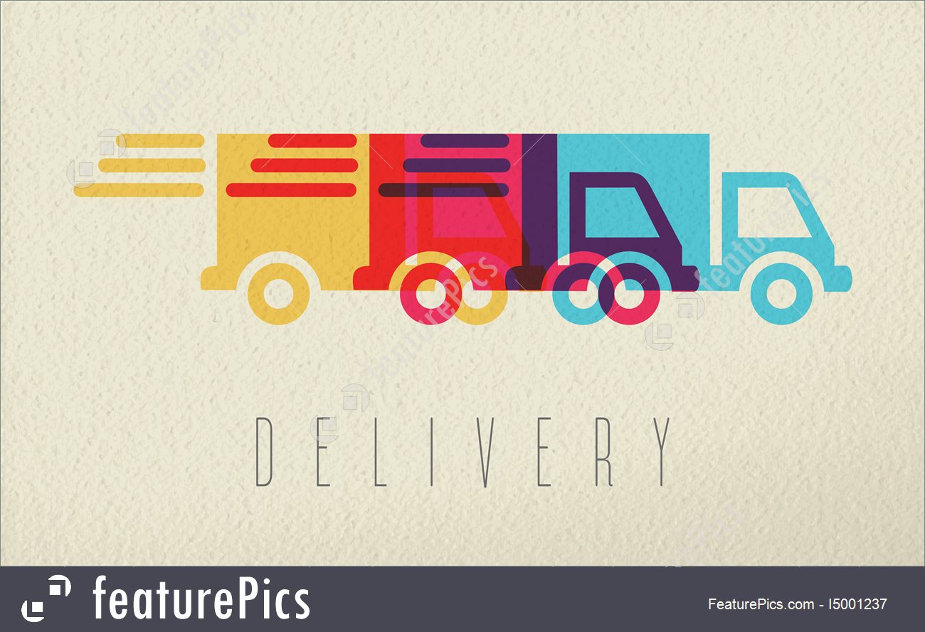 1300x888 Illustration Of Delivery Service Truck Icon Concept Color Design