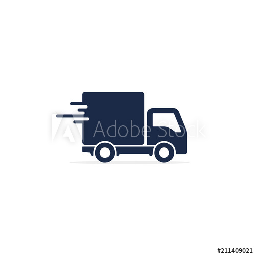 500x500 Delivery Truck Icon Side View Isolated On White Vector Simple