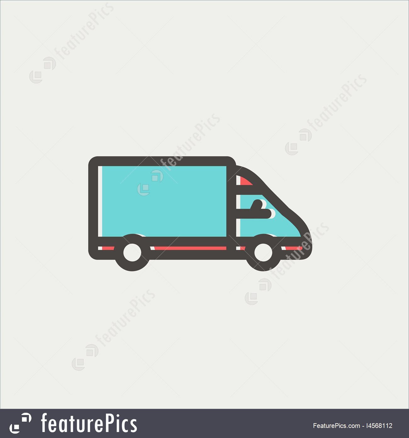 1300x1392 Delivery Van Thin Line Icon Stock Illustration