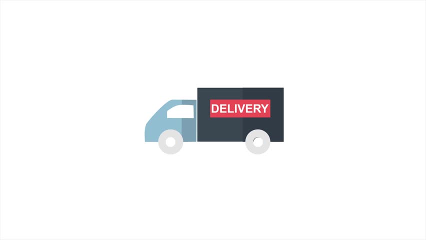 852x480 Cartoon Delivery Van Icon Animation E Stock Footage Video