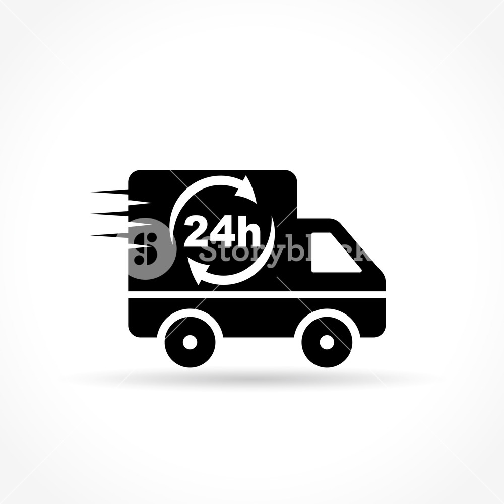 1000x1000 Illustration Of Delivery Van Icon On White Background Royalty Free