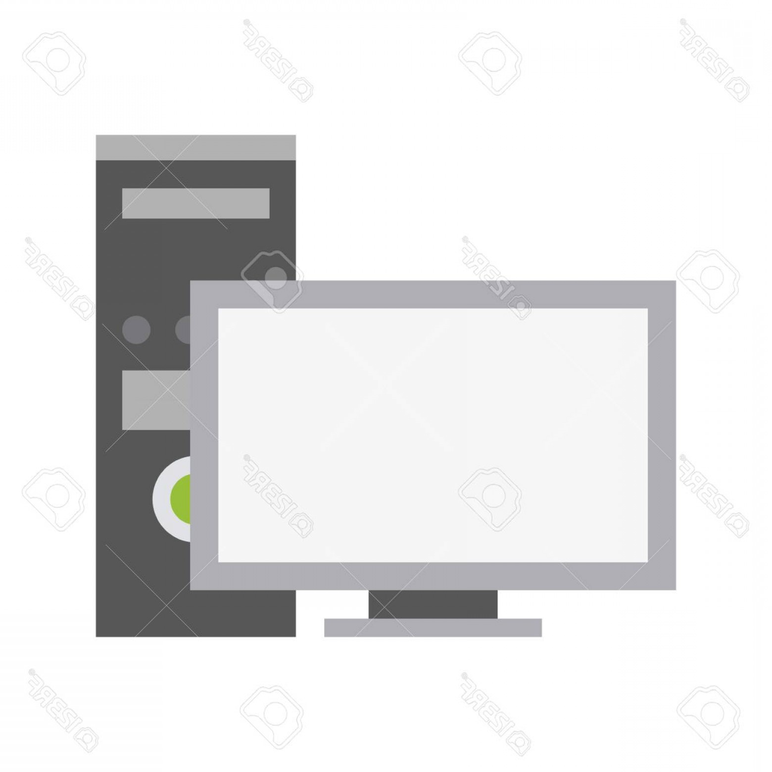 1560x1560 Photostock Vector Computer Monitor With Cpu Tower Icon Image