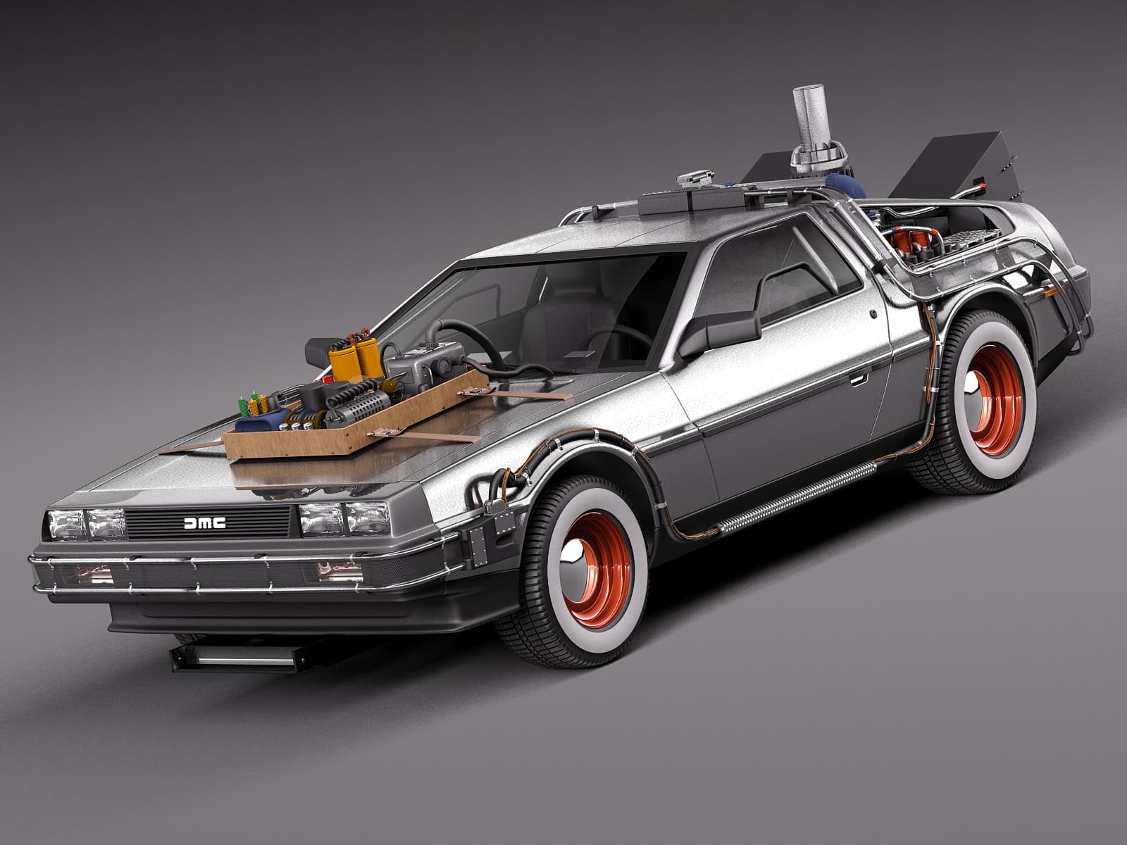 1600x1200 Back To The Future Delorean Model