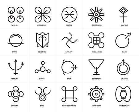 450x365 Set Of Icons Such As Democracy, Authority, Reconciliation, Zinc