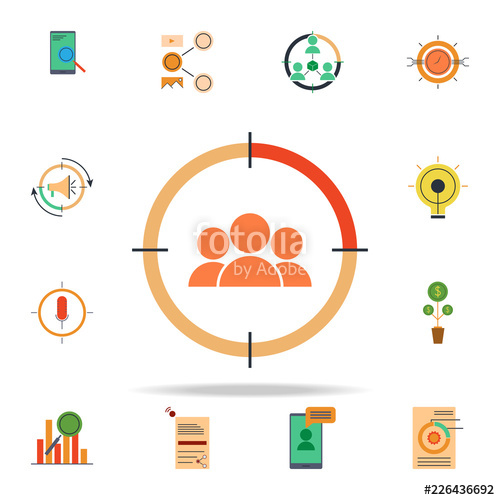 500x500 Colored Demographic Target Icon Marketing Icons Universal Set