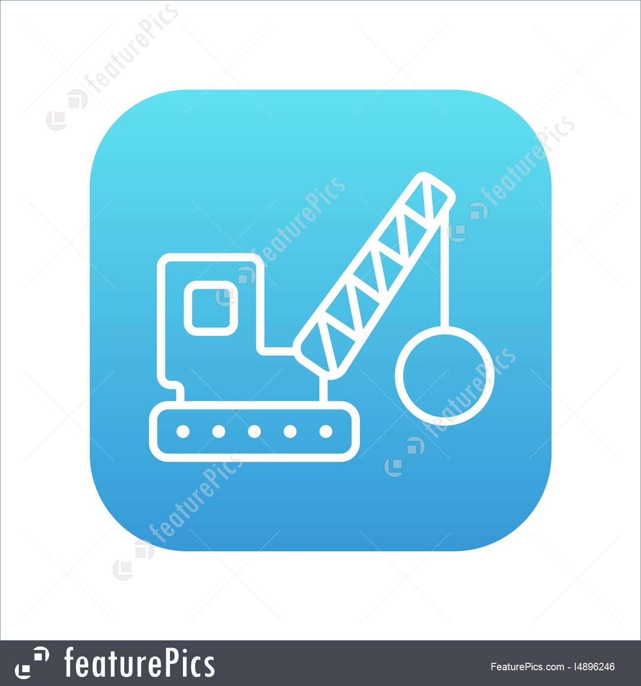 1300x1392 Demolition Crane Line Icon Stock Illustration