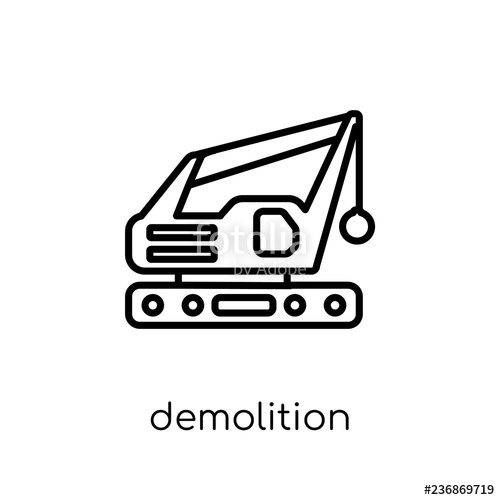 500x500 Demolition Icon Trendy Modern Flat Linear Vector Demolition Icon