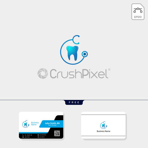 500x500 Dental Icon Logo Template Vector Illustration, Free Business Card