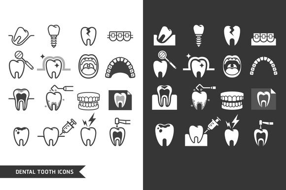 580x386 Dental Tooth Icons Set
