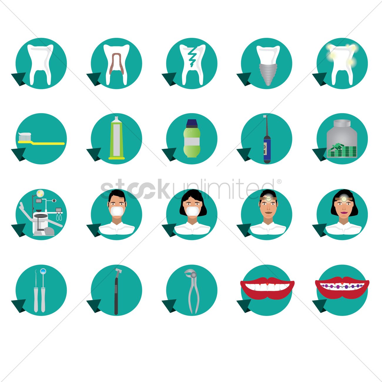 1300x1300 Dental Icon Set Vector Image
