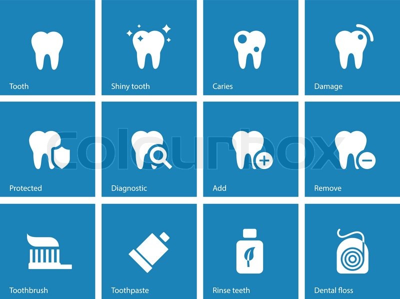 800x598 Dental Icons On Blue Background Stock Vector Colourbox