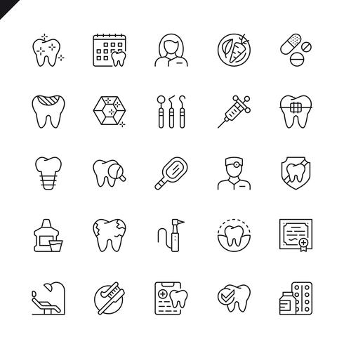 490x490 Thin Line Dental Icon Set