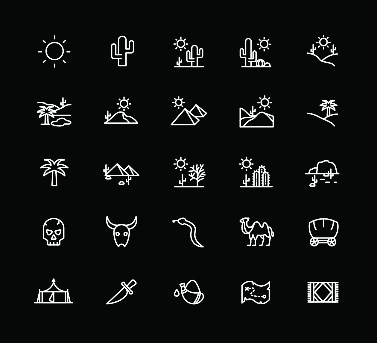 1260x1145 Desert Line Icons
