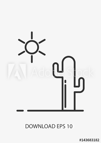 354x500 Desert Icon, Cactus Icon, Vector