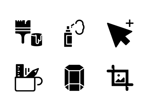 500x375 Vector Design Tools Glyph Icons Set On Round Icons Premium