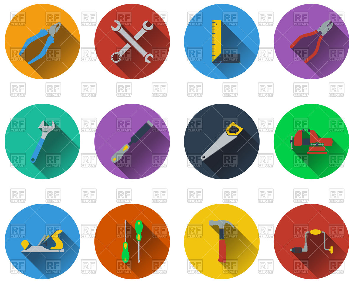 1200x960 Set Of Tools Icons In Flat Design Vector Image Of Signs, Symbols