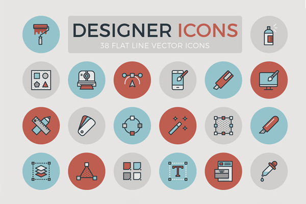 600x400 Flat Designer Line Icons
