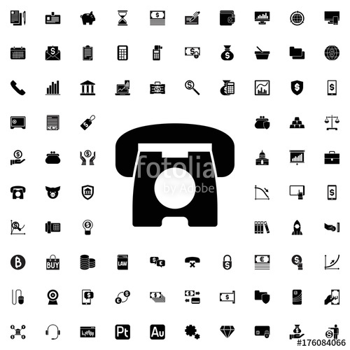 500x500 Desk Phone Icon Set Of Filled Finance Icons Stock Image