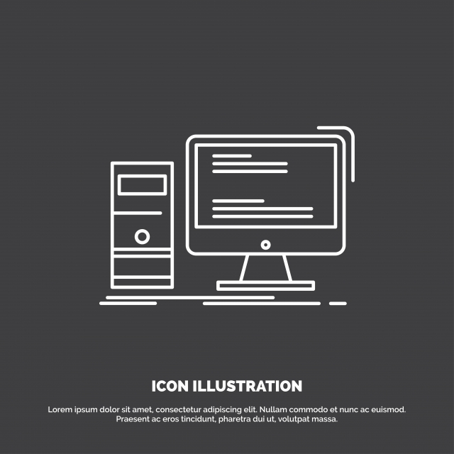 640x640 Computer Desktop Gaming Pc Personal Icon Line Vector Symbol